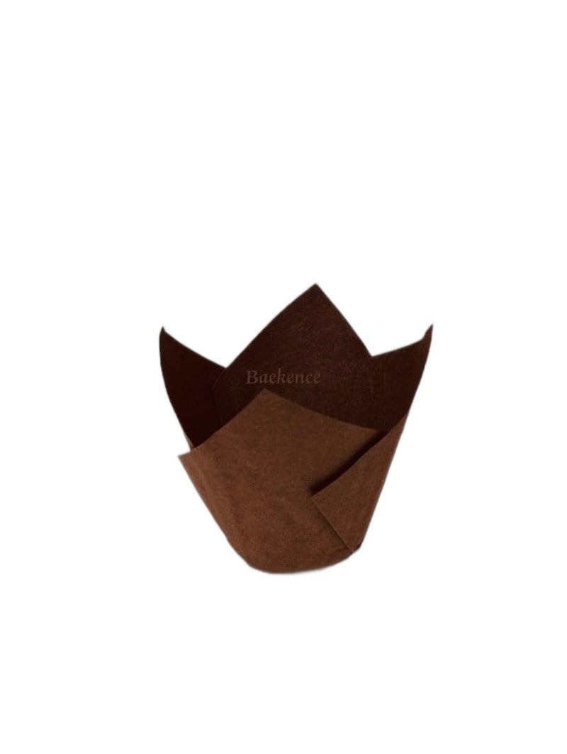 Baekence Tulip Cupcake Liners Brown Paper Baking Cups Muffin Cup Pack of 100 pcs150x50mm - Image 5