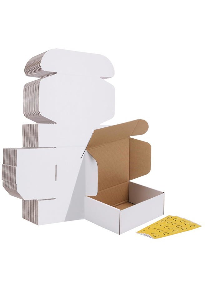 HORLIMER 8x6x3 inches Shipping Boxes Set of 25, White Corrugated Cardboard Box Literature Mailer, 25 Stickers Included - Image 1