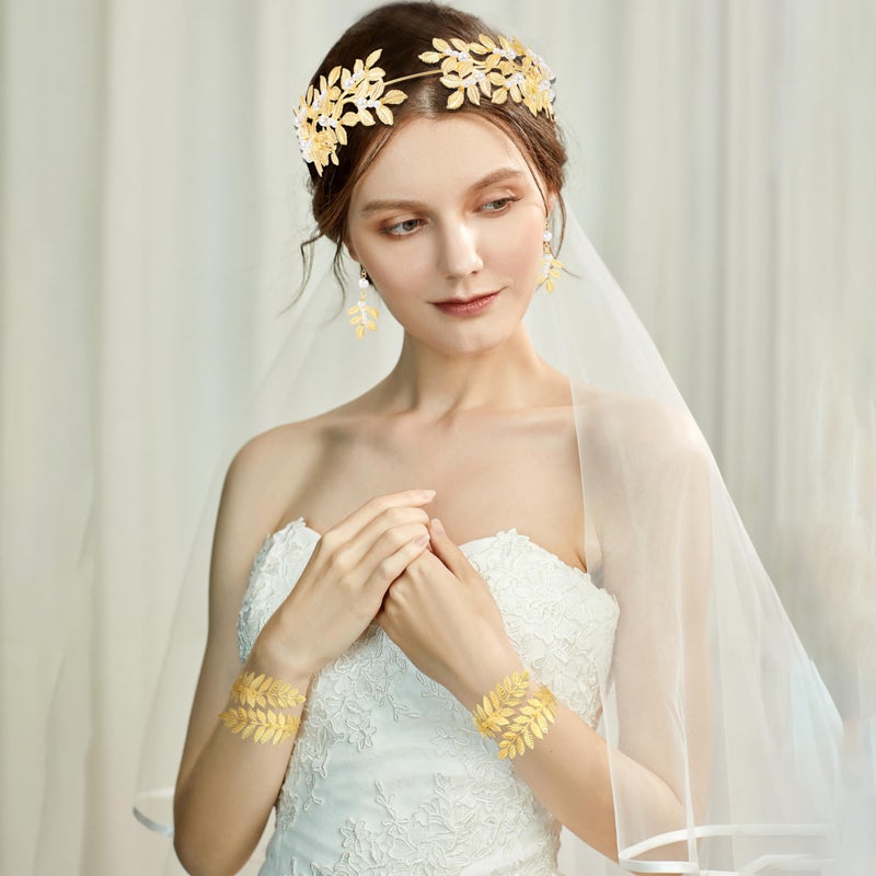 Coucoland Greek Goddess Jewelry Women - Gold Toga Athena Cleopatra Hercules Egyptian Aphrodite God Roman Accessories Set Leaf Headpiece Crown Halloween - Image 2