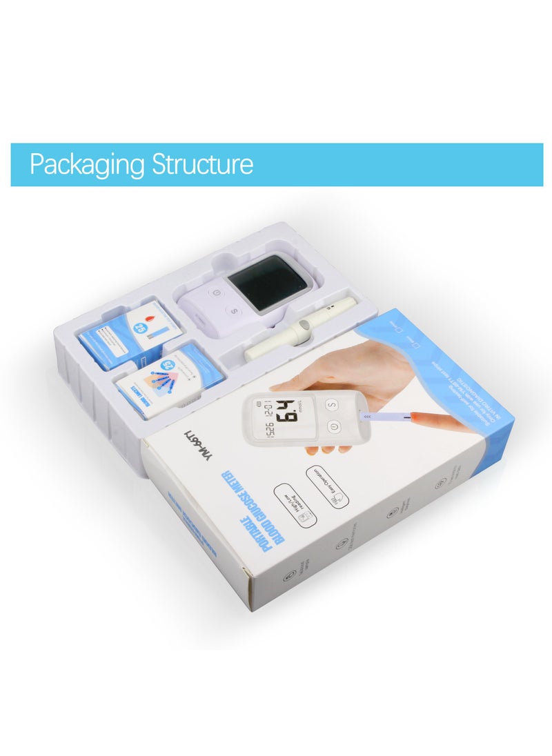 Blood Glucose Monitoring System, Clinically Accurate Blood Sugar Test Kit with 50 Glucometer Strips and 50 Lancets, Home Use Glucometer for Diabetes Testing