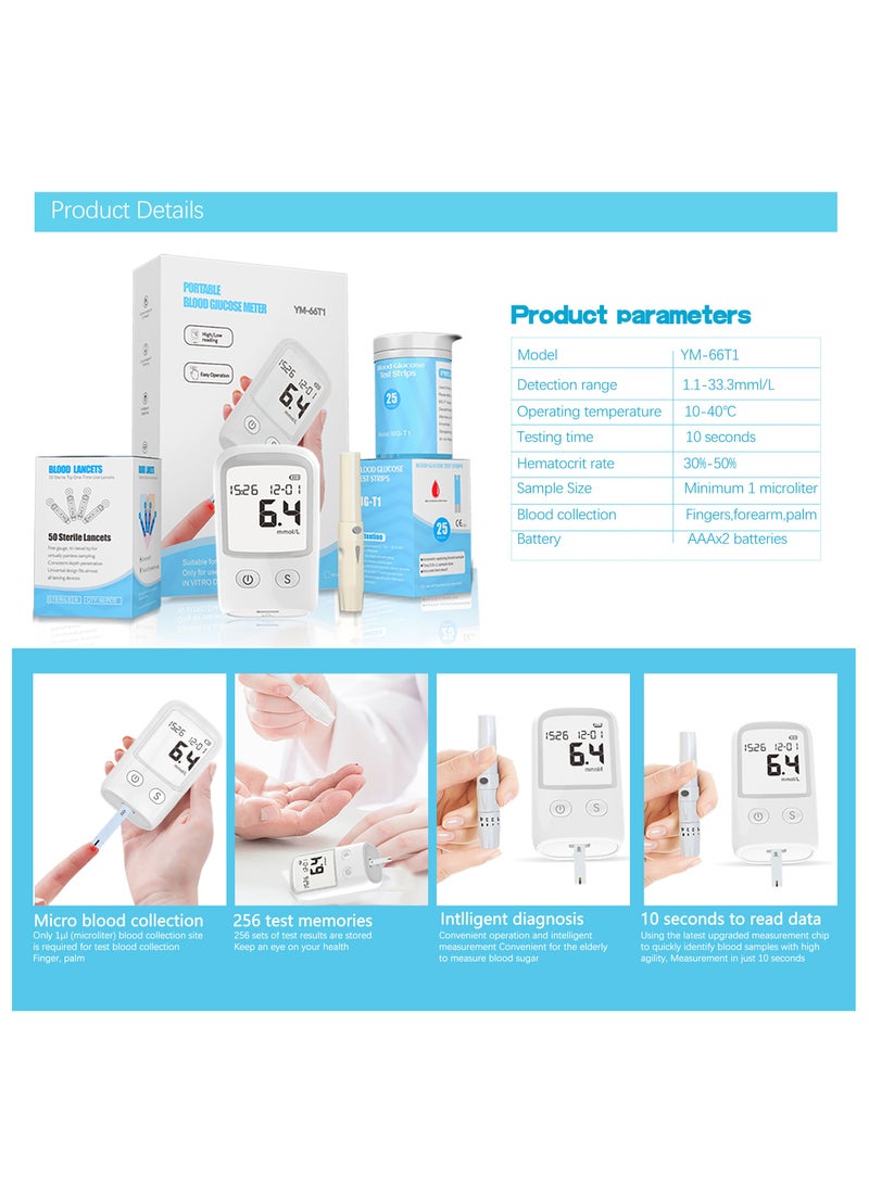 Generic Blood Glucose Monitoring System, Clinically Accurate Blood Sugar Test Kit with 50 Glucometer Strips and 50 Lancets, Home Use Glucometer for Diabetes Testing  - Image 2