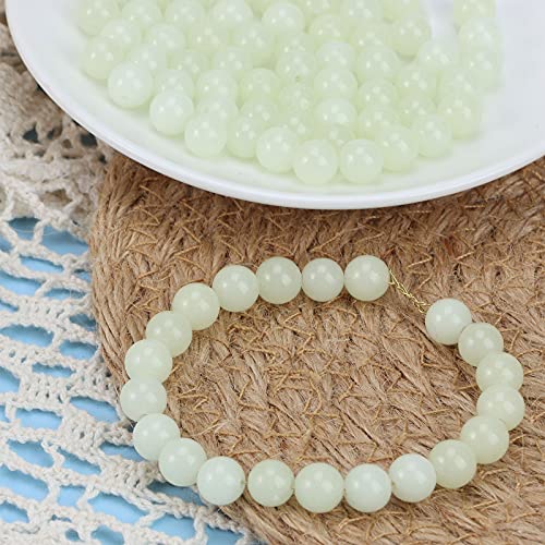 Beupy 200 Pcs Luminous Solar Stone Beads Shiny Stone Glow in The Dark Glowing Loose Bead Round 8mm Blue Green Mixed with Hole for DIY Jewelry Making Bracelet Beading Craft Project Decorations Supplies - Image 3