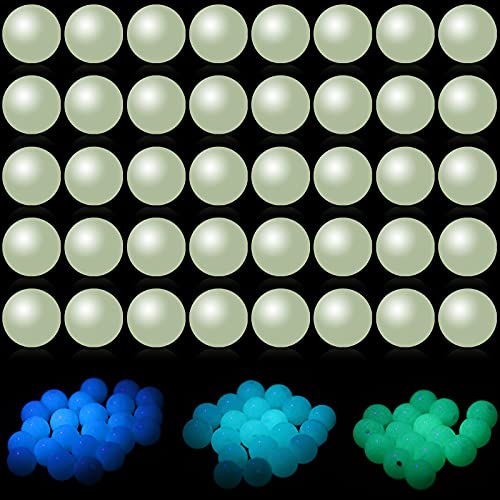 Beupy 200 Pcs Luminous Solar Stone Beads Shiny Stone Glow in The Dark Glowing Loose Bead Round 8mm Blue Green Mixed with Hole for DIY Jewelry Making Bracelet Beading Craft Project Decorations Supplies - Image 1