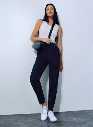 High Rise Elasticated Band Mom Fit Jeans - pzsku/Z1A41EB822C3463A05398Z/45/_/1710418053/7028d379-8774-4017-82a2-fe55d65061ec