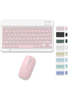 ELTRAZONE Set of Rechargeable Bluetooth Keyboard and Mouse - Portable Wireless Mouse/Keyboard Set - Android/iOS/Windows - Smart Phone/Tablet/PC - iPhone iPad Pro Air Mini, iPad OS/iOS (PINK)  - Image 1