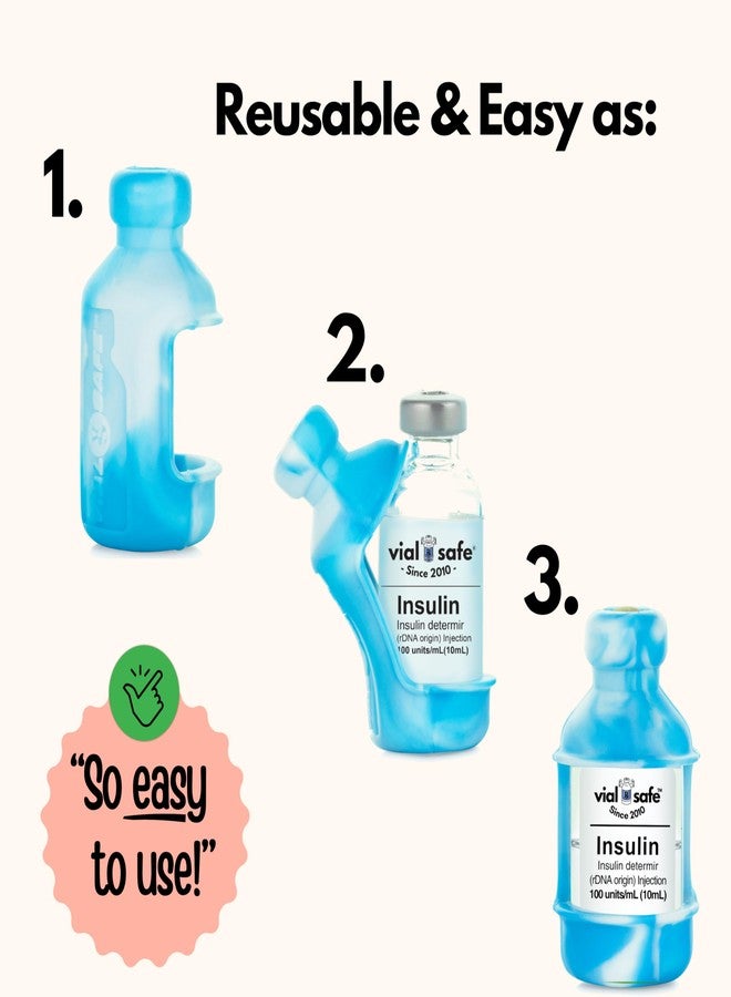 VIAL SAFE™ | Insulin Vial Protector Case | Secure Insulin Bottle Protector & Cover for 10mL Vials | Fits Humalog, Humulin, NovoLog, NovoRapid, Novolin | 2-Pack, Tie Dye Blue - Image 5