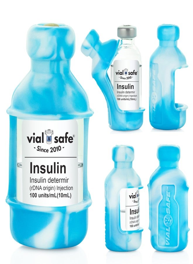 VIAL SAFE™ | Insulin Vial Protector Case | Secure Insulin Bottle Protector & Cover for 10mL Vials | Fits Humalog, Humulin, NovoLog, NovoRapid, Novolin | 2-Pack, Tie Dye Blue - Image 1