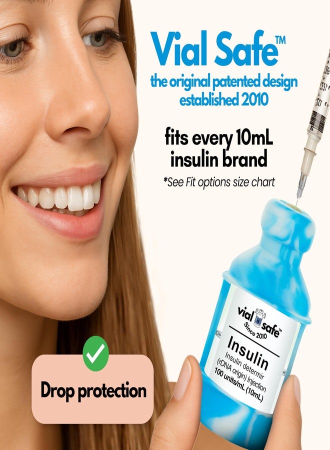 VIAL SAFE™ | Insulin Vial Protector Case | Secure Insulin Bottle Protector & Cover for 10mL Vials | Fits Humalog, Humulin, NovoLog, NovoRapid, Novolin | 2-Pack, Tie Dye Blue - Image 3