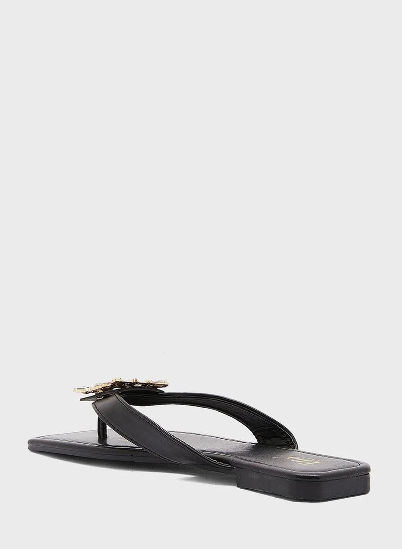 ELLA Brooch Toe Post Flat Sandal