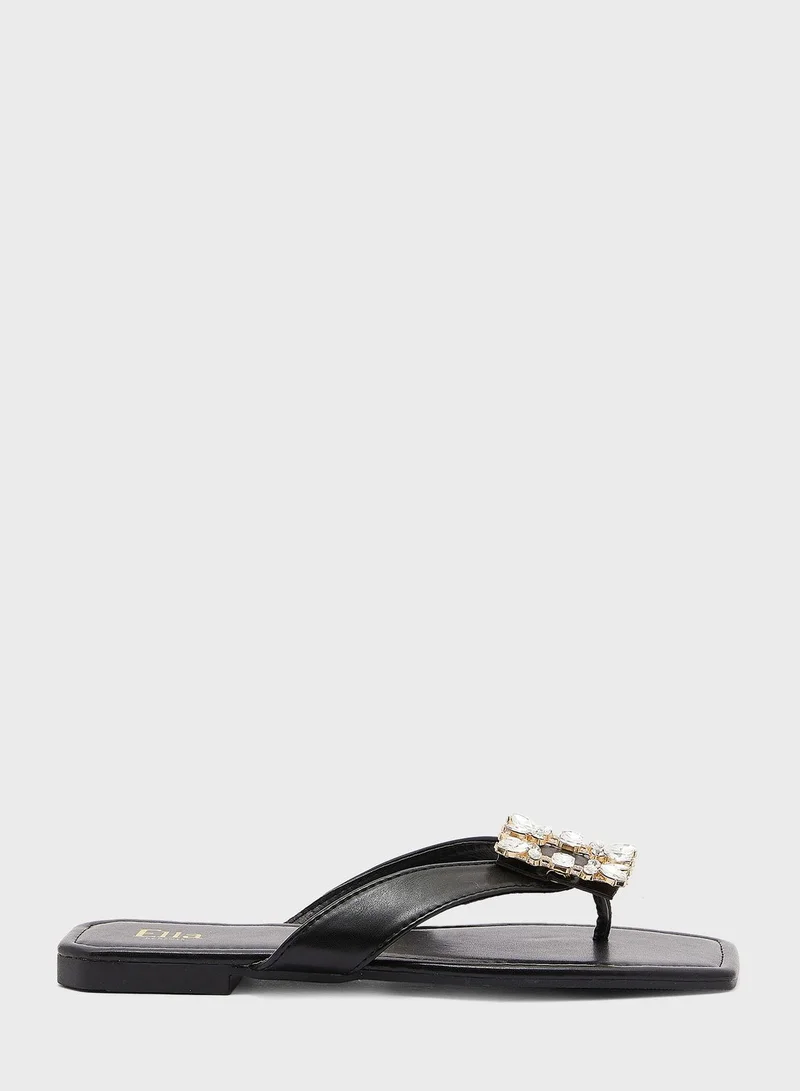ELLA Brooch Toe Post Flat Sandal