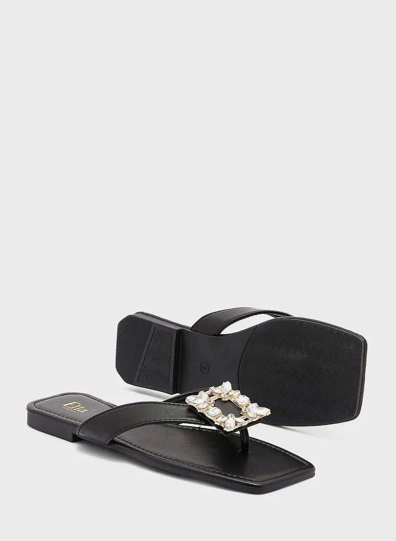 ELLA Brooch Toe Post Flat Sandal