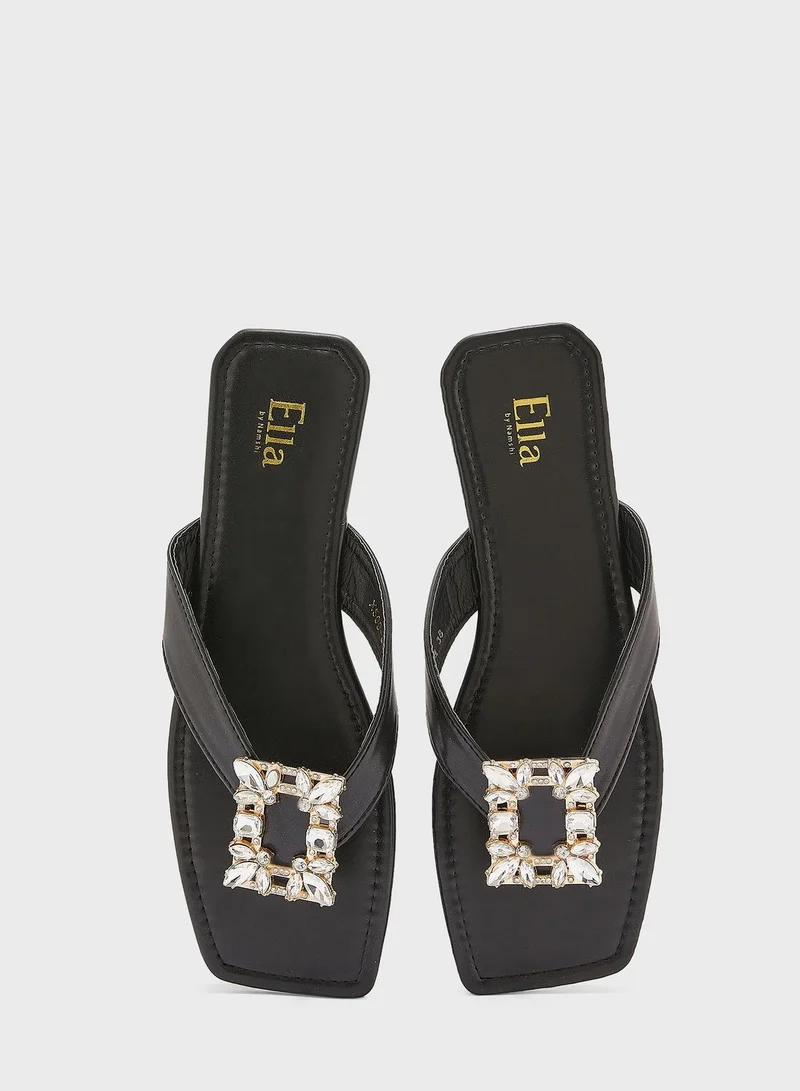 ELLA Brooch Toe Post Flat Sandal