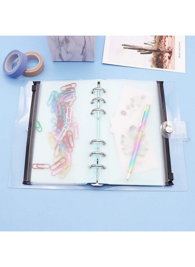 MEI YI TIAN 12Pcs A6 Black Zipper Pouch Loose Leaf 6 Hole Pvc Zip Folder For 6Ring Binder Journal Budget Filing Pockets Waterproof Envelope (A6 (105Mmx177Mm) 6 Holes 12Pcs Black Zipper)  - Image 5