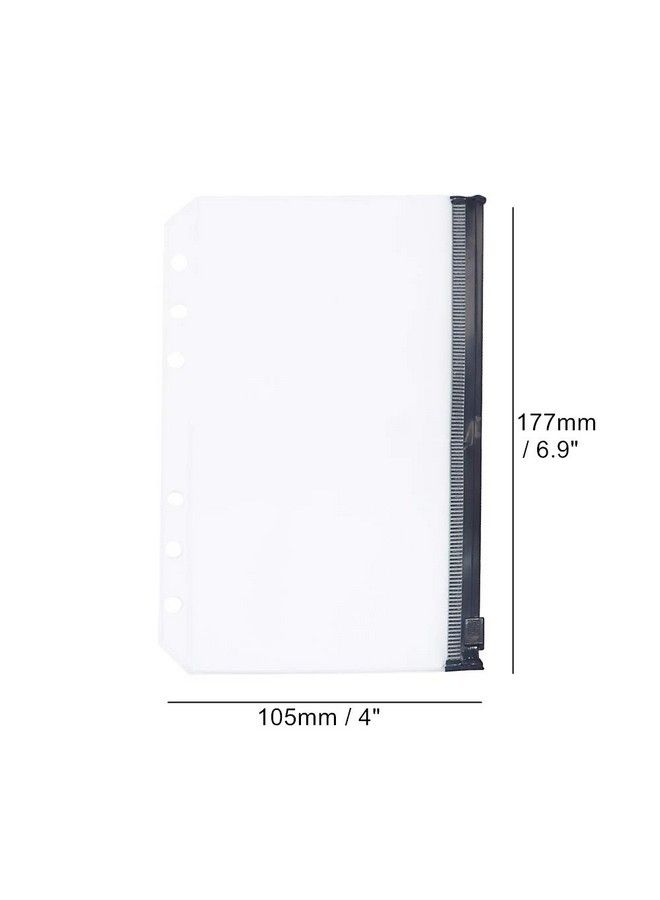 MEI YI TIAN 12Pcs A6 Black Zipper Pouch Loose Leaf 6 Hole Pvc Zip Folder For 6Ring Binder Journal Budget Filing Pockets Waterproof Envelope (A6 (105Mmx177Mm) 6 Holes 12Pcs Black Zipper)  - Image 3