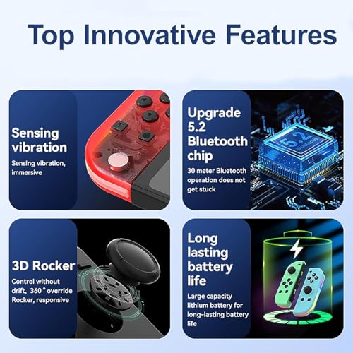 Tobo RGB LED Joy Con Controller for Nitendo Switch Compatible with Switch, Wireless Left and Right Joy Con for Switch Nintendo Support Dual Vibration/Wake-up/Screenshot. (Multi colour) TD-1333GA - Image 5