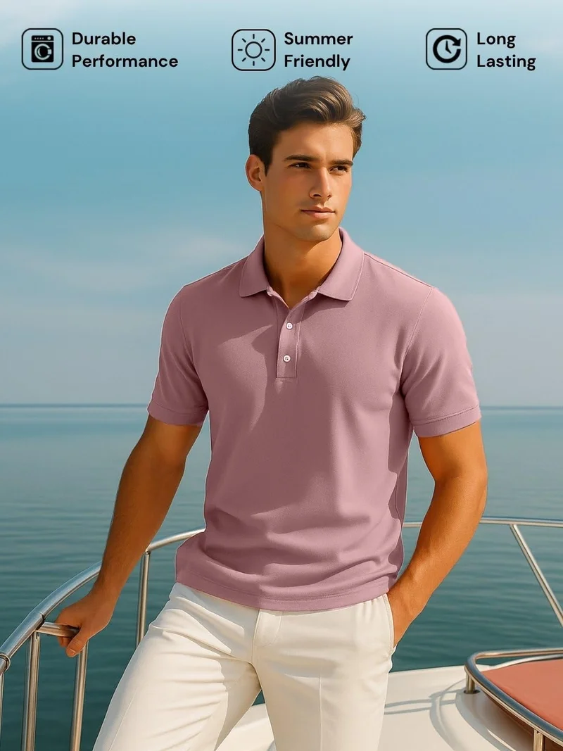 نوبيرو Men's Cotton Solid Regular Fit Polo Shirt