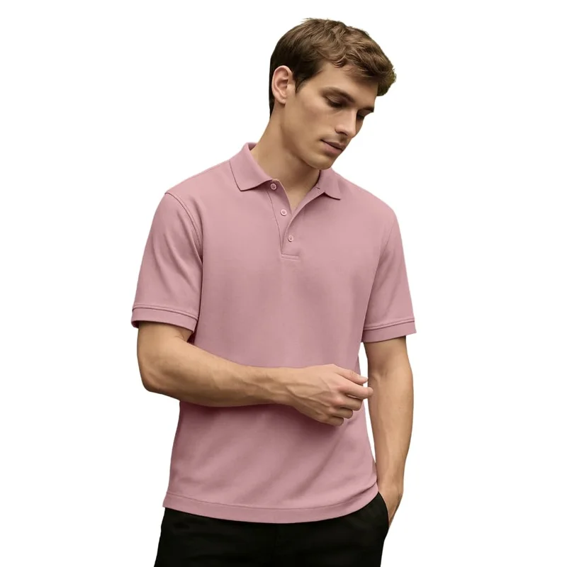 نوبيرو Men's Cotton Solid Regular Fit Polo Shirt