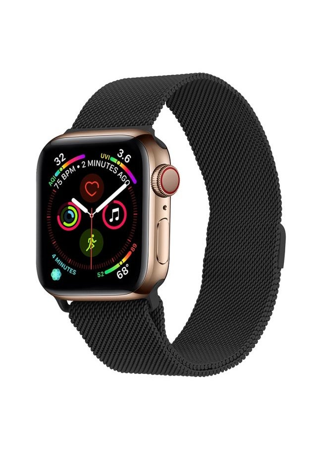 Generic - Replacement Strap Milanese Stainless Steel Watch Band For Apple Watch Ultra 49mm&Watch Ultra 2 49mm / Series 9&8&7 45mm / SE 3&SE 2&6&SE&5&4 44mm / 3&2&1 42mm Black - Image 1