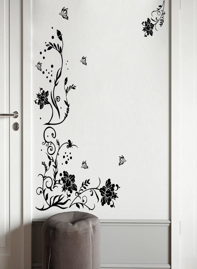 Supzone Flowers & Butterflies Wall Decals - DIY Black & Floral Wall Stickers for Bedrooms & Living Rooms - Image 5