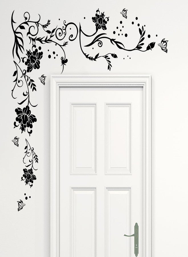 Supzone Flowers & Butterflies Wall Decals - DIY Black & Floral Wall Stickers for Bedrooms & Living Rooms - Image 3