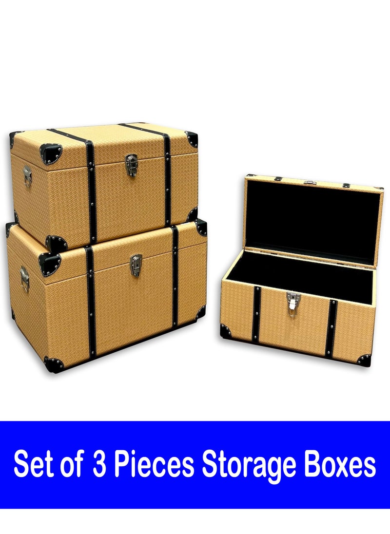 Generic Set of 3 Pieces Storage Boxes With Handles Living Room Bedroom  - Image 1