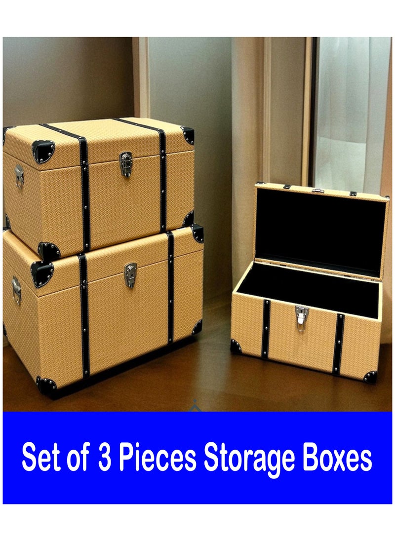 Generic Set of 3 Pieces Storage Boxes With Handles Living Room Bedroom  - Image 2