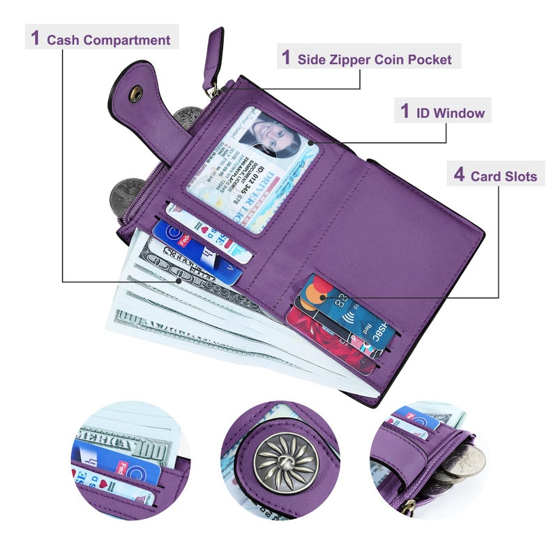 Tipmile Small Wallet for Women Bifold RFID Blocking Card Holder Leather Wallets with Zipper Coin Pocket - Image 2