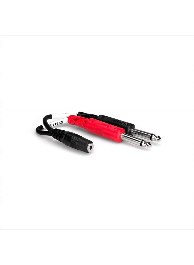 Hosa YMP-434 3.5 mm TRSF to Dual 1/4" TS Stereo Breakout Cable - Image 1