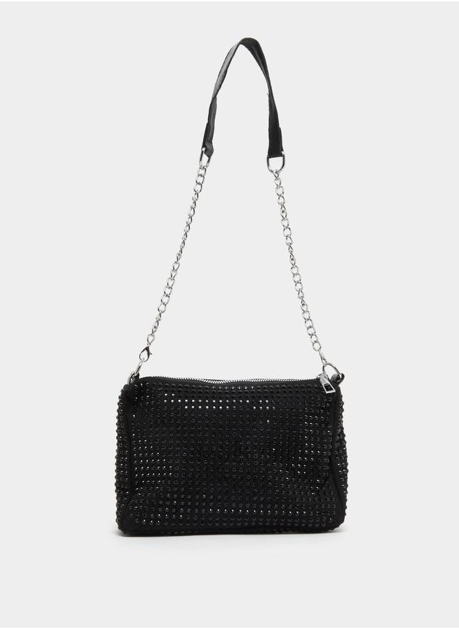 Styli Embellished Shoulder Bag with Chain Strap  - Image 2