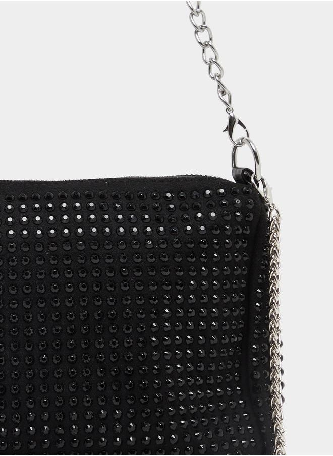 Styli Embellished Shoulder Bag with Chain Strap  - Image 3