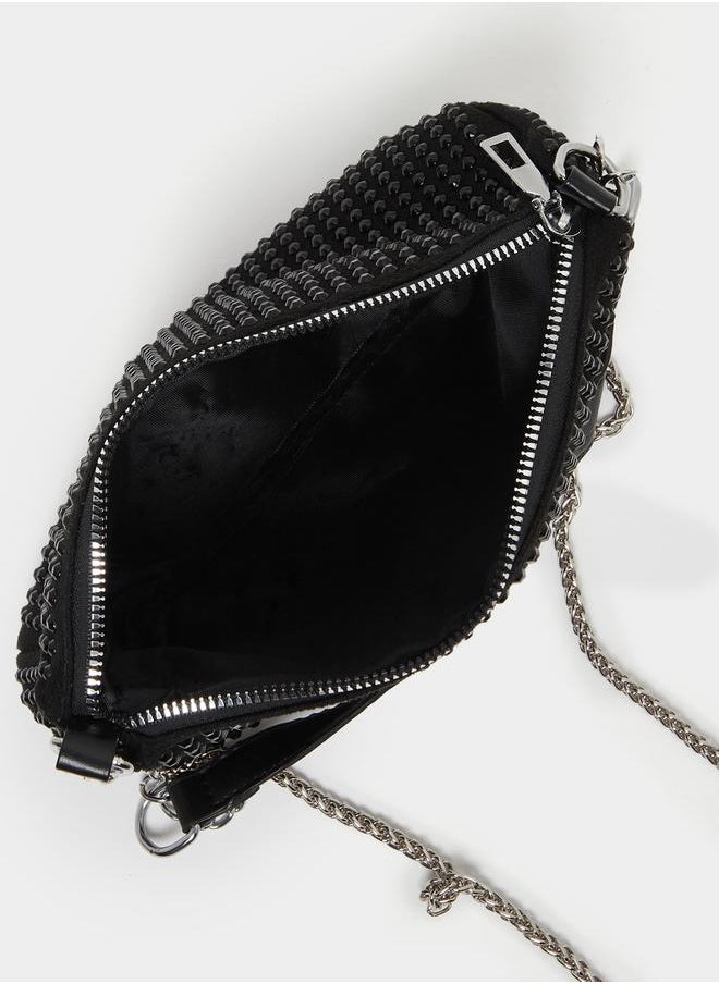 Styli Embellished Shoulder Bag with Chain Strap  - Image 4