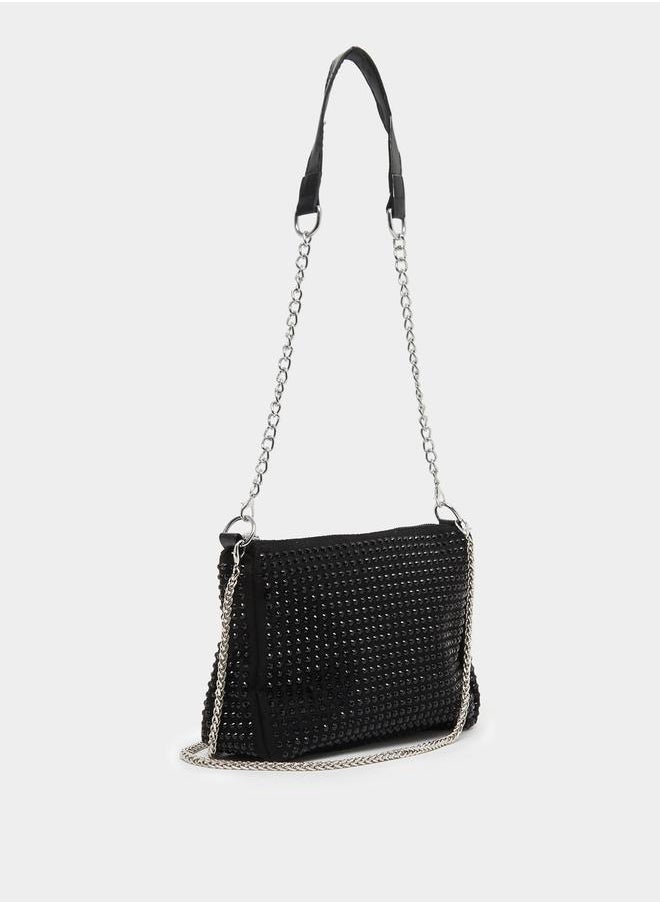 Styli Embellished Shoulder Bag with Chain Strap  - Image 1