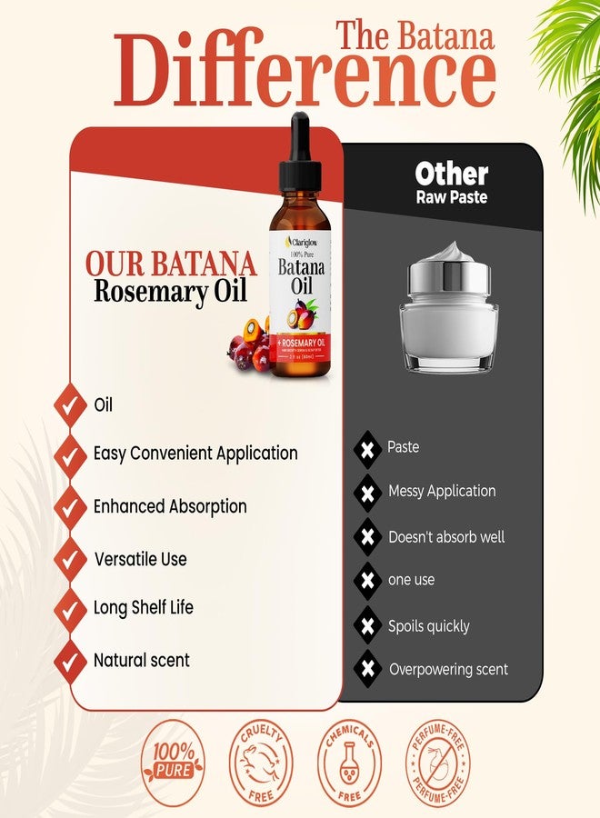 Clariglow 100% Pure Batana Oil for Hair Growth with Rosemary Serum | Batana Natural Hair Growth Oil Serum (2 fl oz) Aceite de Batana - Image 4