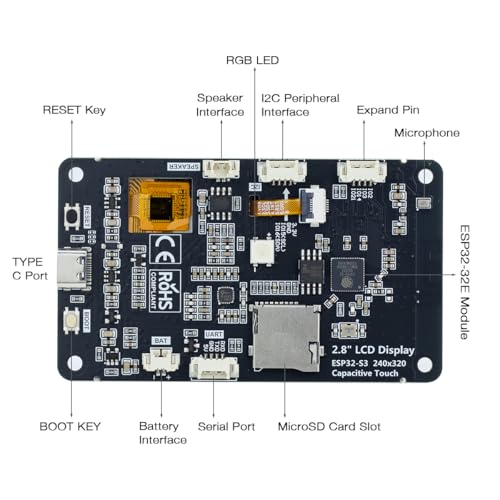 Hosyond ESP32-S3 Touchscreen Module, 2.8" 240x320 IPS LCD EPS32 Display with WiFi Bluetooth Capacitive Touch Screen for Arduino IoT Projects - Image 3