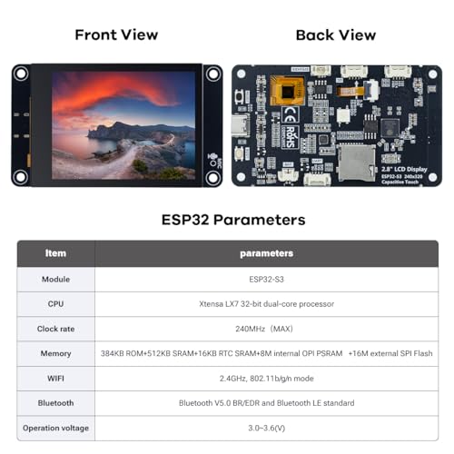 Hosyond ESP32-S3 Touchscreen Module, 2.8" 240x320 IPS LCD EPS32 Display with WiFi Bluetooth Capacitive Touch Screen for Arduino IoT Projects - Image 5