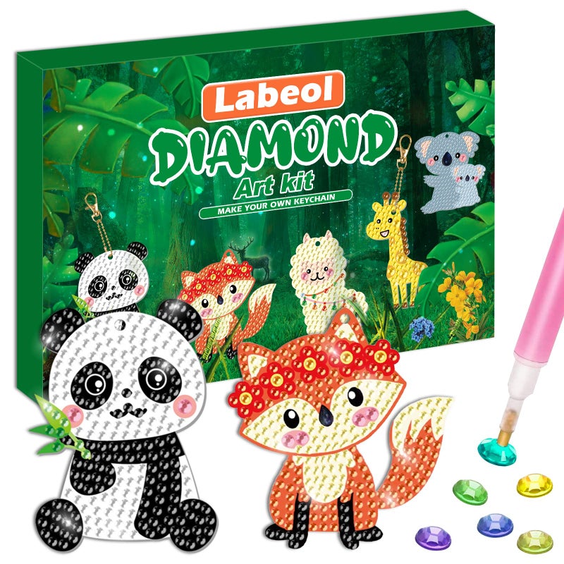 Labeol Arts and Crafts for Kids Ages 8-12 - Creat Your Own GEM Keychains-5D Diamond Art by Numbers GEM Art Kits for Kids Girls Toddler Crafts Age 6-7 6-8 10-12 (Animal) - Image 1