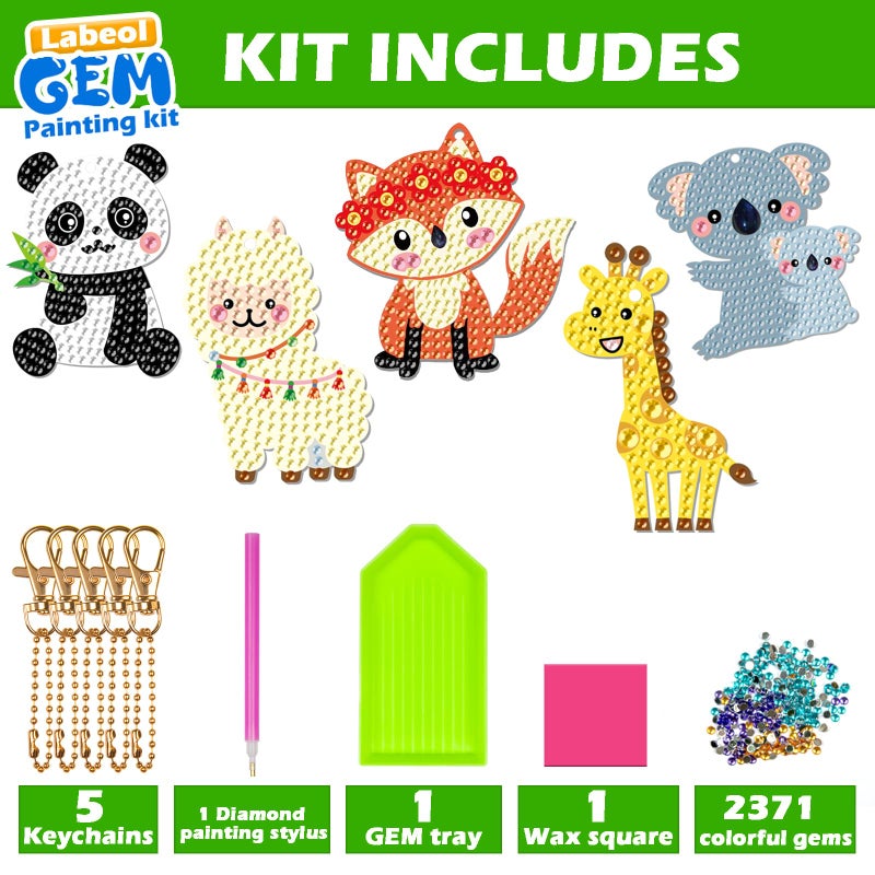 Labeol Arts and Crafts for Kids Ages 8-12 - Creat Your Own GEM Keychains-5D Diamond Art by Numbers GEM Art Kits for Kids Girls Toddler Crafts Age 6-7 6-8 10-12 (Animal) - Image 2