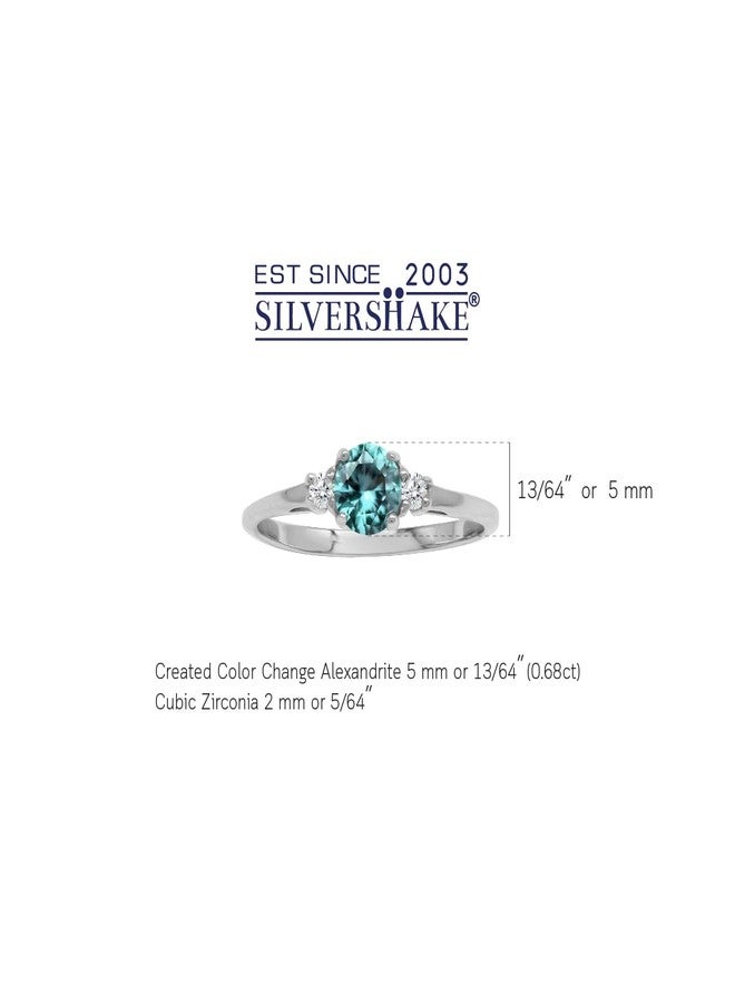 Silvershake Petite Created Color Change Alexandrite and White Cubic Zirconia 925 Sterling Silver Promise Ring Size 6.5 - Image 4