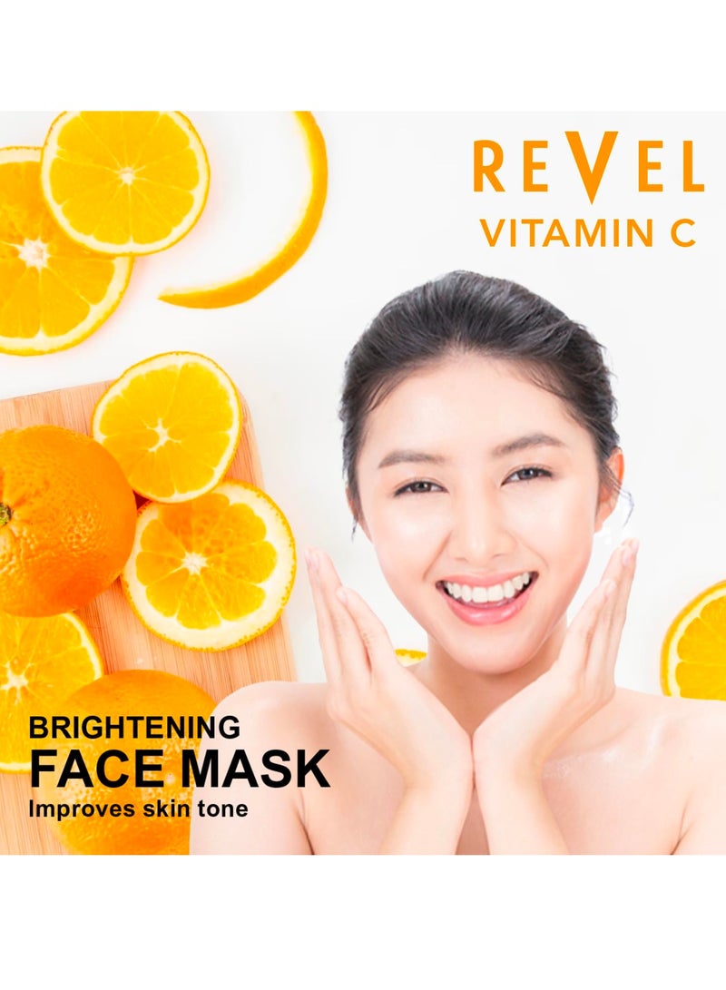 Revel Skin Care Vitamin C Facial Face Mask For Unisex 150ml, Orange, Improves Skin Tone, Deep Cleansing, Brightens Skin, Skin Care, Beauty, Bath and Body, For All Skin Type, Face Sheet - Image 2