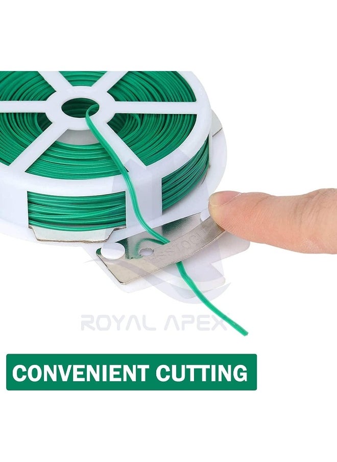 Royal Apex Multipurpose Garden Twine Wire Plant Ties Heavy-Duty Plastic-Coated Twist Cord For Tree Climbing Holding Gardening Metal Twisted String Reel With Cutter 20M  - Image 3