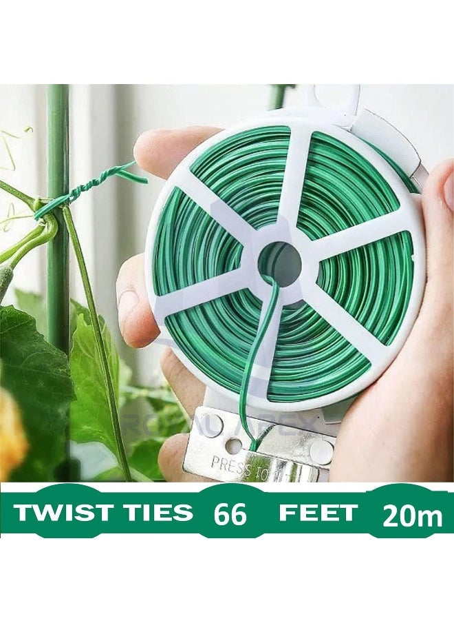Royal Apex Multipurpose Garden Twine Wire Plant Ties Heavy-Duty Plastic-Coated Twist Cord For Tree Climbing Holding Gardening Metal Twisted String Reel With Cutter 20M  - Image 2