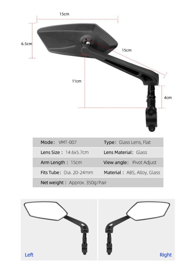 Generic Bicycle Mirror, Extra Large Mirror Surface, Impact-resistant Real Glass, Bicycle Mirror For Handlebars E-bike,360 Degree Adjustable,foldable - Image 5