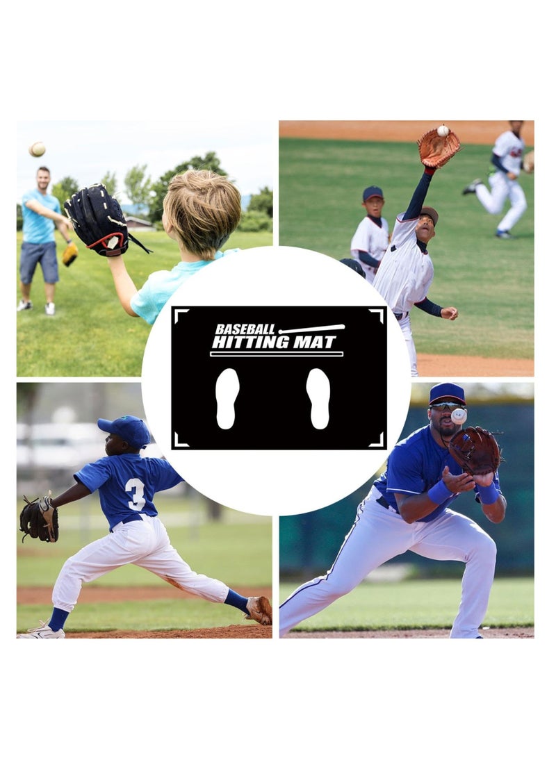 Excefore Baseball Hitting Mat,Baseball Batter Training Mat,Softball T-Ball Mat with Toes Facing Place Aid Hitting Batting Practice Equipment for Swing Pitching Training-35.43X23.62Inch - Image 4