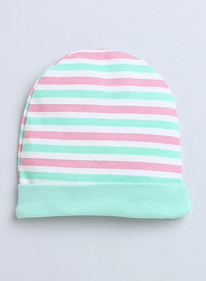 BUMZEE Mint Green & Peach Baby Girls Round Cap Pack of 2 Age - 0-3 Months (Peb9318B-mgn.PCH) - Image 4