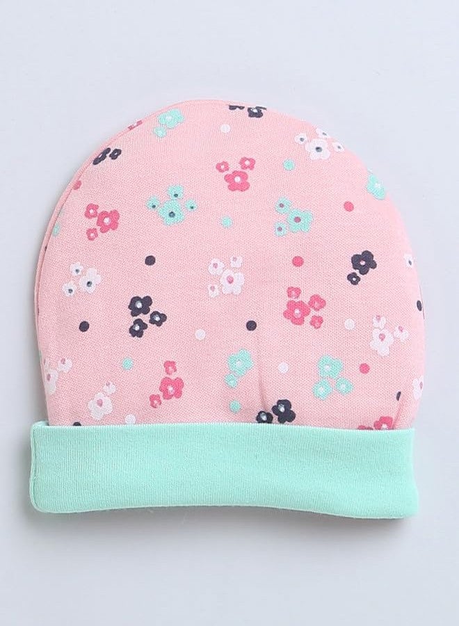 BUMZEE Mint Green & Peach Baby Girls Round Cap Pack of 2 Age - 0-3 Months (Peb9318B-mgn.PCH) - Image 3