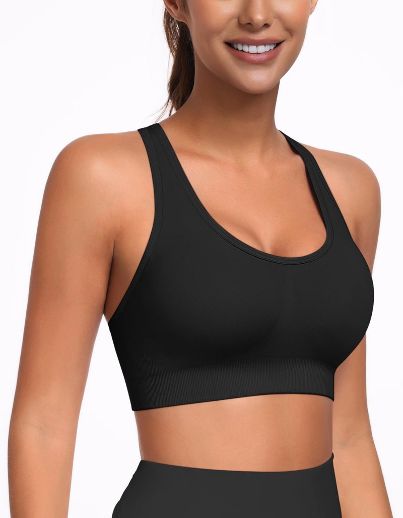 MIRITY Padded Strappy Sports Bra for Women - with Dual Crossback and Adjustable Straps for Workout Gym - Image 4