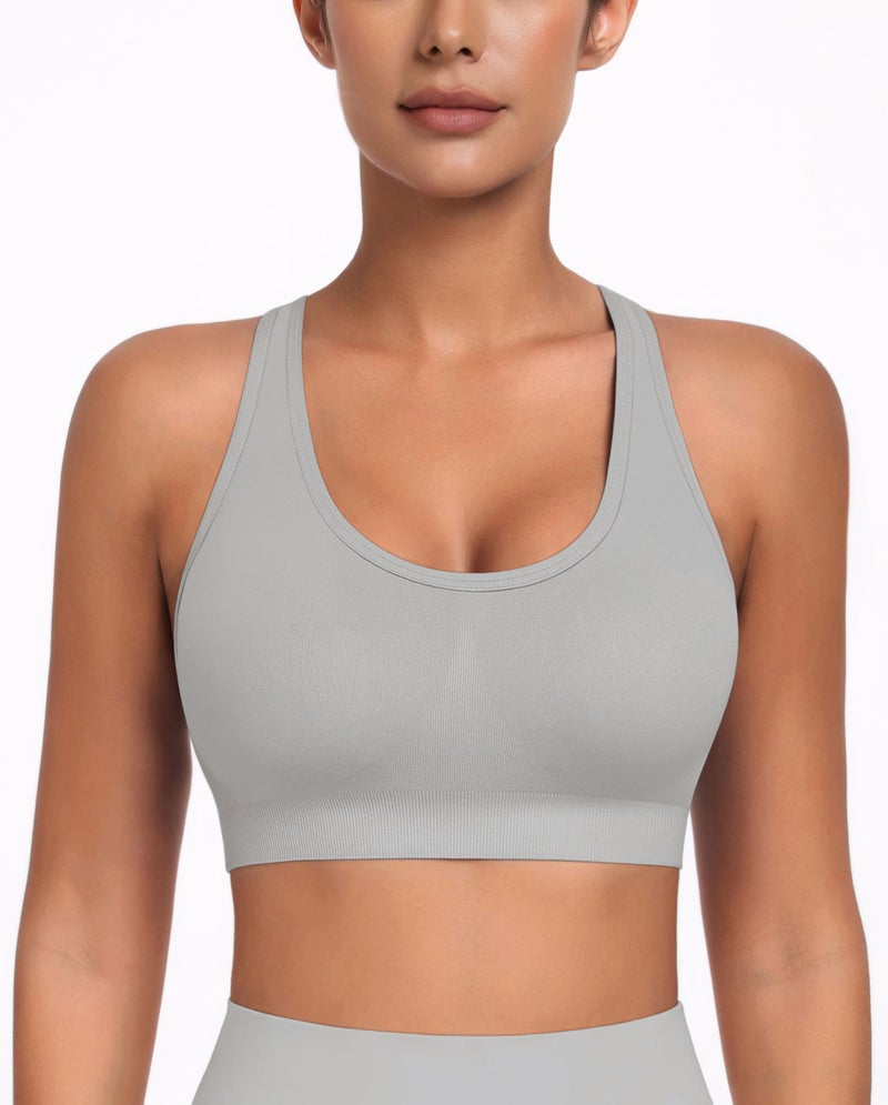 MIRITY Padded Strappy Sports Bra for Women - with Dual Crossback and Adjustable Straps for Workout Gym - Image 2