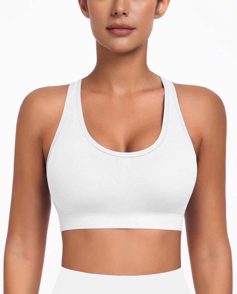 MIRITY Padded Strappy Sports Bra for Women - with Dual Crossback and Adjustable Straps for Workout Gym - Image 3