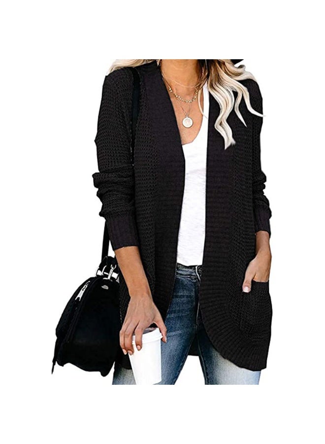 NIBEMINENT Women's Fashion Solid Color Loose Cardigan Sweater Autumn Winter Sweaters Coat Women Long Sleeve V-neck Knitted Sweater Coat Top - Image 1