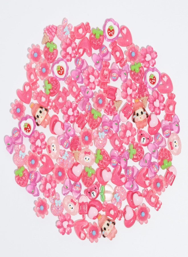 Decoden Charms 100PCS Mixed Kawaii Flatback Resin Charms for Crafts, Cabochon for DIY Projects, Slime Charm, Resin Art, Scrapbooking, Phone Case & Accessories (Pink) - Image 2